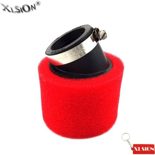 XLSION Red 45mm Angled Foam Sponge Pod Air Filter For 125cc 140cc 150cc Chinese Pit Dirt Bike ATV Quad Buggy