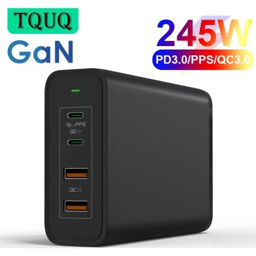 TQUQ 156W GaN Charger USB-C Power Adapter,4-port PD 100W PPS 65W 45W QC4.0 for MacBook iPad iPhone Samsung Huawei Xiaomi Laptop