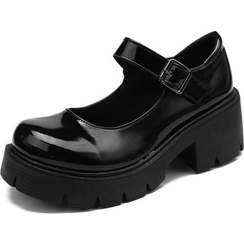 Women Shoes Increased thick-soled high-heeled retro single shoes Women Vintage Soft High Heel Platform Boots College Student