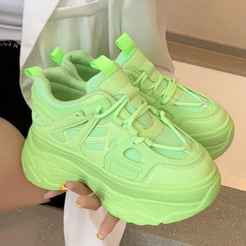 Women Spring Autumn New Flats Sneakers Female Fashion 2021 Round Toe Lace Up Platform Sports Shoes Ladies Vulcanize Shoes