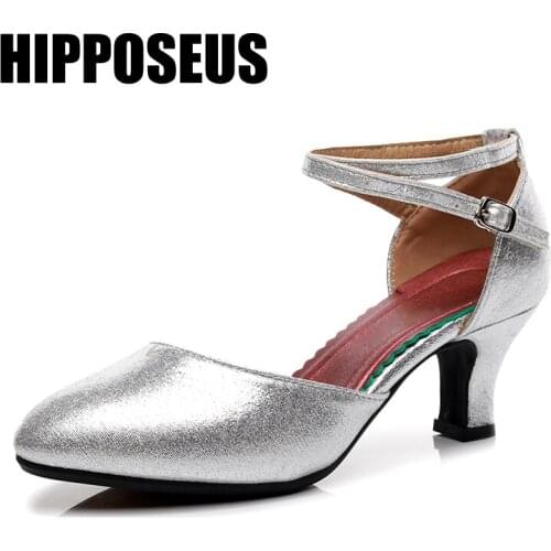 New Latin Dance Shoes Women Satin/PU Rubber/Soft Sole Modern Salsa Tango Ballroom 3.5/5.5cm High Heels Dancing Shoes for Girls