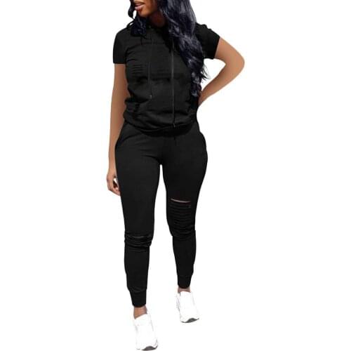 2021 New Summer Womens Sport Suit Solid Burnt Flower Hooded Short Sleeve Two Piece Set Fitness Running Yoga Quick Dry Suit