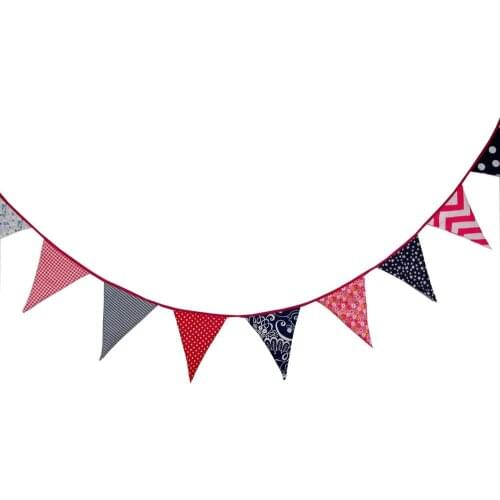 1pcs 3.6M Cotton Rose Red Bunting Banners Baby Shower Birthday Decorations Pennant Wedding Party Outdoor Background Decor Flags