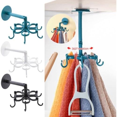 1 Pcs Kitchen Gadget Accessories Home Hook Wall-Mounted 360 Rotating Door Hook Adhesive Wall Hooks Heavy Duty Stick On Hook NEW