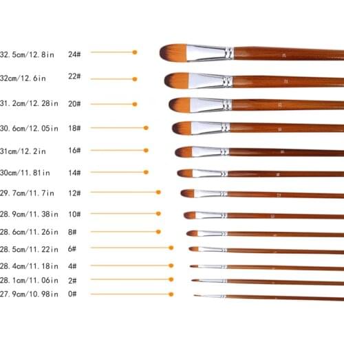 13Pcs Artist Paint Brush Set Nylon Hair Oil Painting Acrylic Drawing