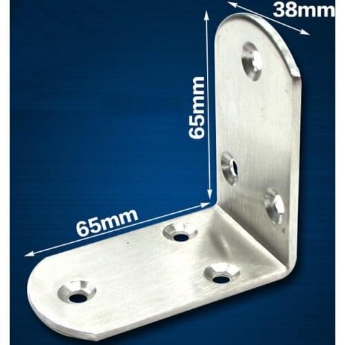 2 Pieces 65x65x38mm Stainless Steel Right Angle Corner Bracket 6 Holes Thinckness 3mm