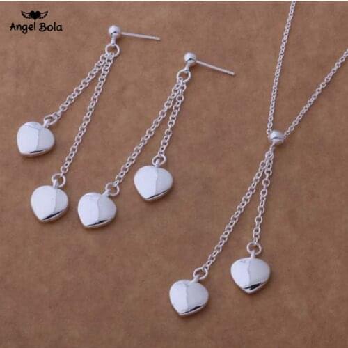 2pcs/set Flower Necklace Wholesale High Quality 925 Sterling Silver Fashion Jewelry Set Earring Drop Shipping
