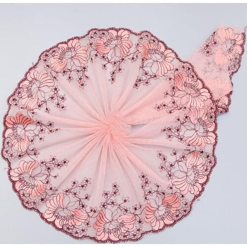 20Yards Purple Pink Flower Lace Trim Sewing Applique Fabric Embroidery Fabric Ribbon Wedding Bridal Craft Free Shipping