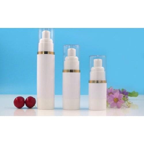 30ML white plastic airless bottle gold line lotion/emulsion/eye serum/liquid foundation/whitening essence/sunscreen packing