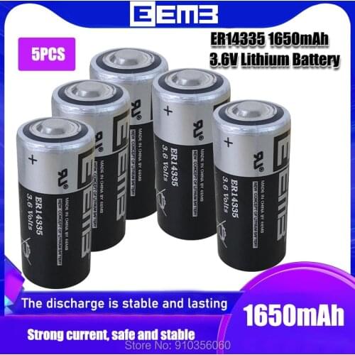 5PCS EEMB 2/3AA Size ER14335 14335 3.6V 1650mah Lithium Batteries High Energy Li-ion Instrument Battery for Smart Meter