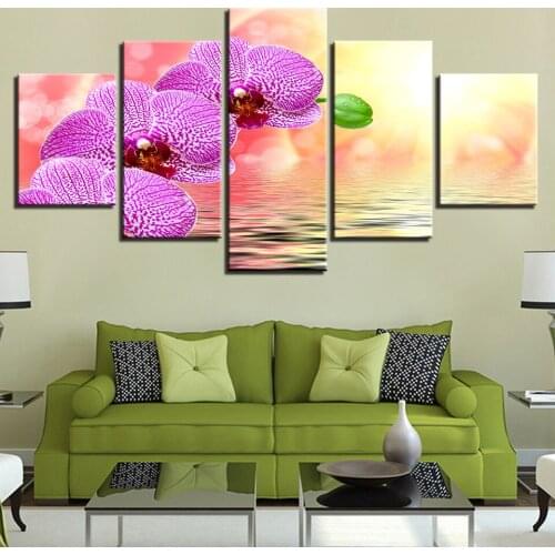 5D DIY Diamond Painting Pink Flower Art Full Round Drill 5 Pcs Pictures Modern Embroidery Mosaic Cross Stitch Craft Wall Decor