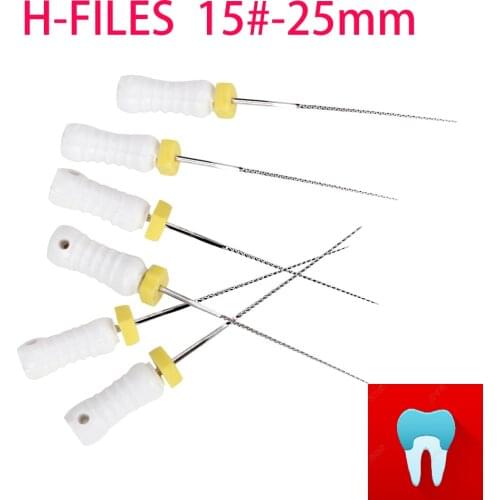 6pcs 15#-25mm Dental Files H Root Canal Dentist Materials Dentistry Instruments Hand Use Stainless Steel H Files