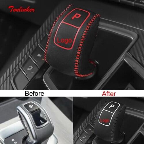 Tonlinker Interior Car Gear Shift Collars for Geely SX11 Coolray Cover Case Stickers Car Styling 1 PCS PU Leather Cover Stickers