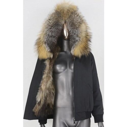 BLUENESSFAIR 2020 Waterproof Bomber Parka Real Fox Fur Coat Natural Raccoon Fur Collar Winter Jacket Women Thick Warm Outerwear