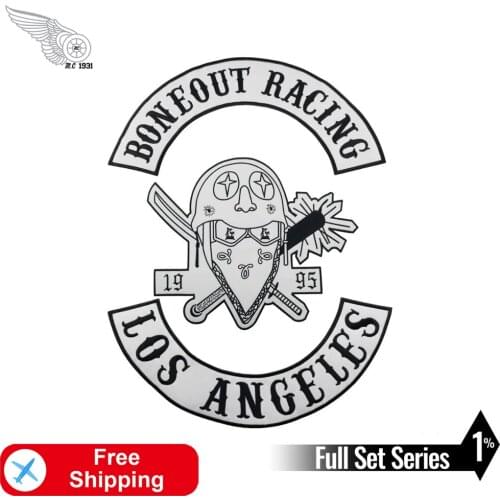 Boneout Racing Embroidery Patches Iron on Full Set for Clothing Appliqued Jacket Garment Motorcycle Biker Rider Accessories DIY