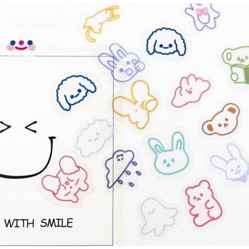 40pcs Kawaii Beer Rabbit Deco Stickers Kawaii Cute Transparent Heart Travel Sticker PET DIY Ablum Diary Scrapbooking Stationery