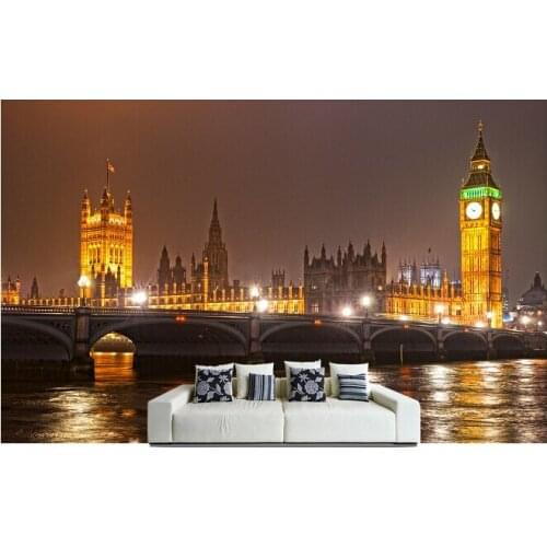 Custom photo wallpaper, Big Ben At Night murals for the sitting room sofa bedroom TV wall waterproof vinyl which wallpaper