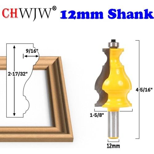 1pc 12mm Shank Large Elegant Picture Frame Molding Router Bit door knife Woodworking cutter Tenon Cutter for Woodworking Tools
