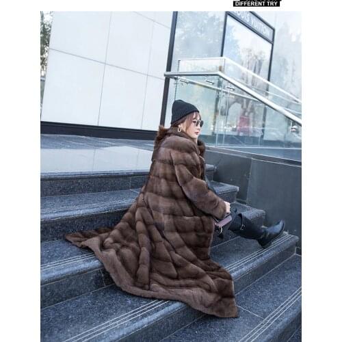Imported whole mink coat womens long section slim over the knees young fashion mink fur coat autumn and winter