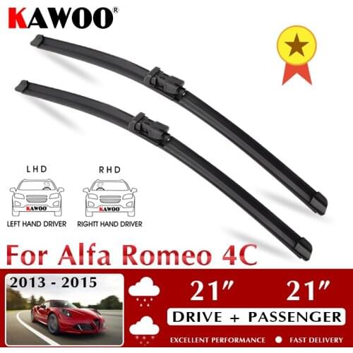 KAWOO Wiper Front Car Wiper Blades For Alfa Romeo 4C October 2013 - Nov. 2015 Windshield Windscreen Window 21"+21" LHD RHD