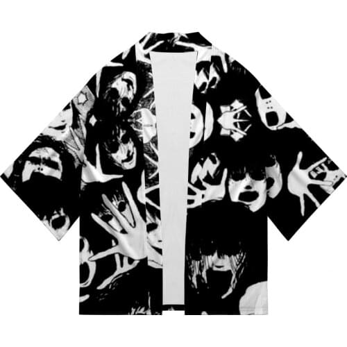 Anime Junji Ito Kimono Japanese Traditional Kimonos Men Women Cartoon Cosplay Cloak Kimono Cardigan Haori Yukata Summer Kimono