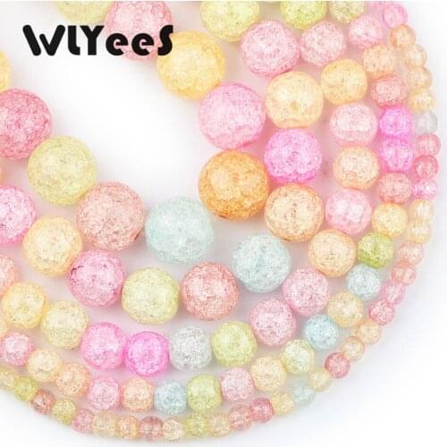 WLYeeS Light Colorful Burst Crystal Candy Beads Natural Stone 4 6 8 10 12mm Round Loose Bead for Jewelry Bracelet Making DIY 15