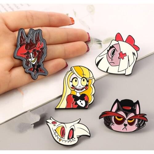 Hazbin Cosplay Hotel Cartoon Costume Props Metal Badge Pin Alloy Brooch Accessories