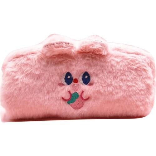 Cute little bear student plush stationery bag large capacity storage bag girl coin purse simple pencil case cosmetic bag