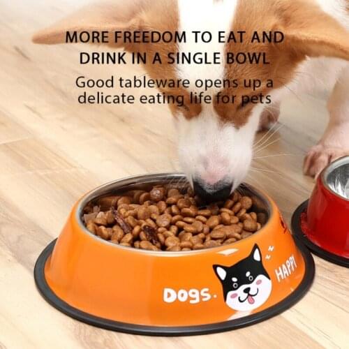 Stainless Steel Pet Eating Food Bowls Non-slip Round Bowl Resistant Feeder Drink Water Dish Pets Tableware Pets Supplies