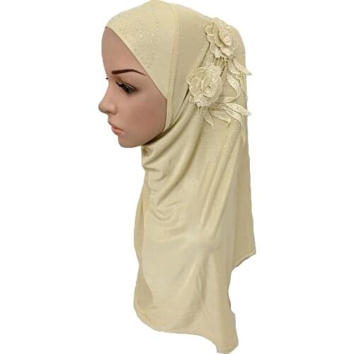 Muslim Women Flower Hijab Cap Scarf Shawls Islamic Hat Arab Headcover Wrap Head Turban Headscarf Neck Cover Stole Arab Fashion