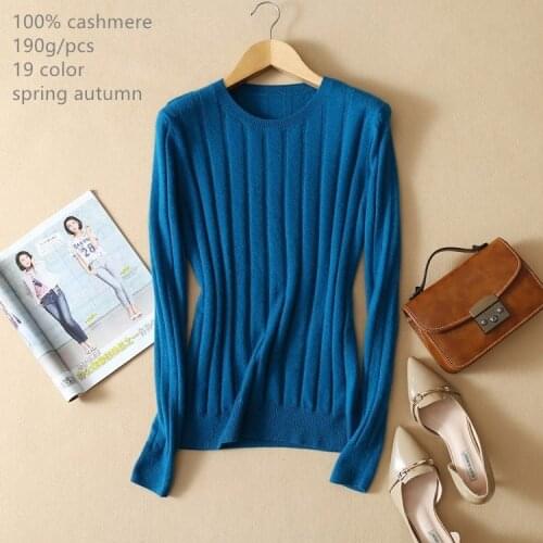 Naizaiga 100% cashmere Pure cashmere round neck long sleeve pit strip wild pullover knitted base women sweater , DGRP15