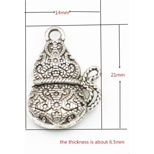 Wholesale 10PCS Tibetan Silver-color Gourd Spacer Pendant Beads for Jewelry Making DIY Necklace Bracelet Accessory 14x21mm A334