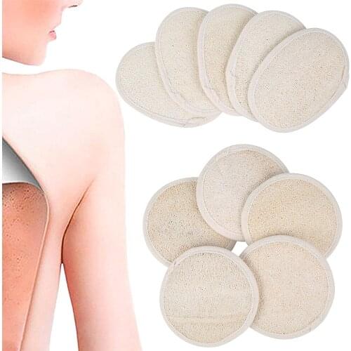5pcs Natural Loofah Exfoliating Gloves Luffa Facial Complexion Skin Disc Disk Pads Male Female Face Cleaning Brush Washing Pads