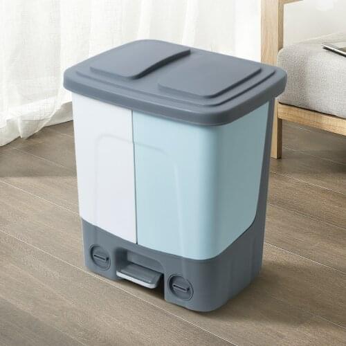 Pedal Trash Can with Lid Wheels Plastic Kitchen Big Trash Can Cube Storage Bins Kosze Do Segregacji Smieci Waste Bins BG50WB