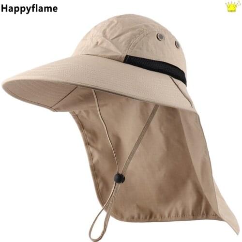 Thick Leather Waterproof Fisherman Hat Outdoor Sun Protection Fishing Hats Breathable Neck Guard Sun Cap Mens Panama Hat Unisex