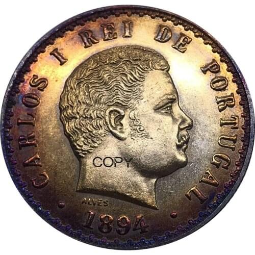 Portugal 1894 Coin 500 Kings Charles I Metal Cupronickel Plated Silver China Casting Souvenir Copy Collectible Coins