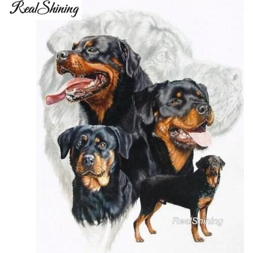 Puppy Pet Full Square Round Diamond Embroidery Rottweiler Dog Diy 5D Diamond Painting Cross Stitch Kit Arts And Crafts FS4503