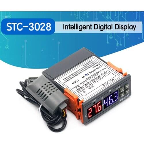 Digital Thermostat Hygrostat Temperature Humidity Controller AC 110V-220V DC12V Regulator Heating Cooling Control STC-3028