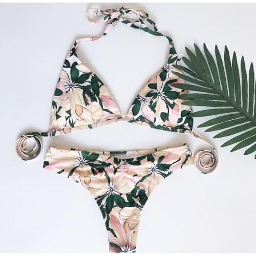Sexy Women Bikini 2021 Brazilian Print Swimwear String Bikini Set Female Biquini Thong Bikinis Bathing Beachwear Bandage Bikini