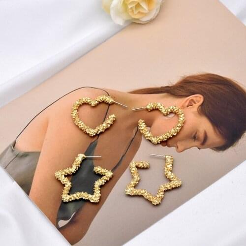Gold Dangle Earrings Small Heart Star Earrings Korean Trendy Fashion Metal ZA Gifts For Women Five-pointed Jewelry