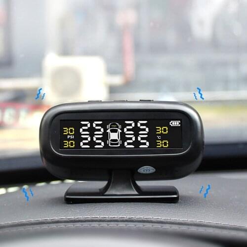 Tire Pressure Monitoring System With 4 External Sensors Temperature Warning Fuel Save Solar TPMS Car Tyre Pressure Monitor
