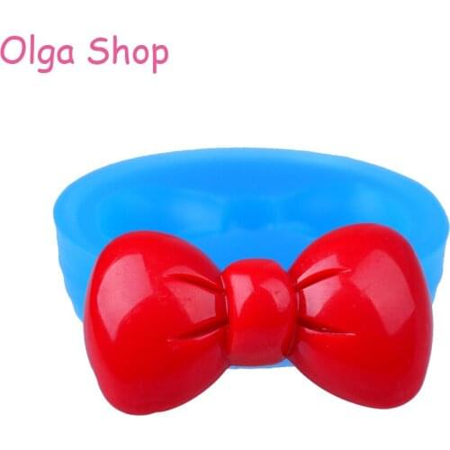 FYL258 Big Bow Silicone Mold Fondant Cupcake Topper Polymer Clay Candy Soap Wax Candles Cookie Icing Molds