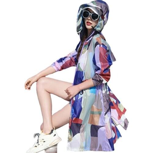 Hooded Sunscreen Clothing Windbreaker Jacket 2021 Summer New Womens UV Protection Camouflage Coat Female Cardigan Thin Overcoat