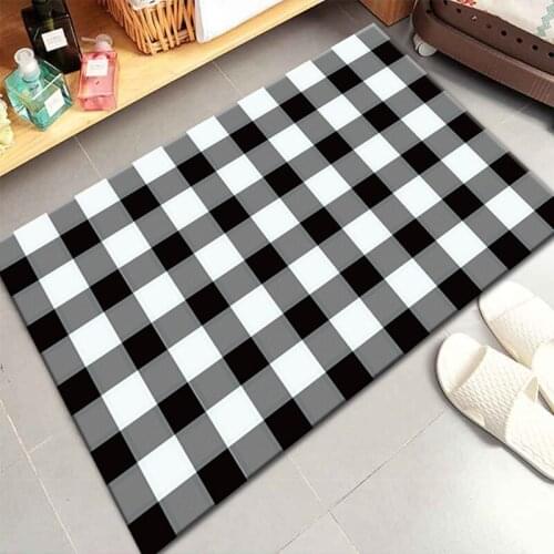 Modern Casual Simple Rugs Black And White Lattice Porch Mat Living Room Area Rug Bedroom Bedside Carpet Mat Bathroom Floor Mats