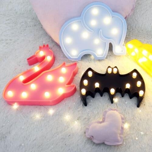 LED Colorful Lamp Small Animal Night Lights Indoor Decorative Lights for Baby Kids Bedroom Ornament