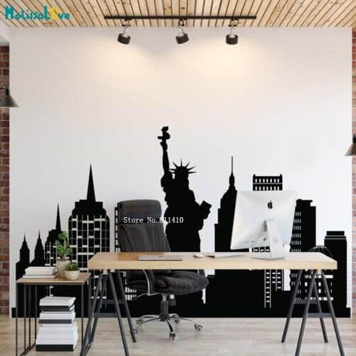 New York Skyline Vinyl City Wall Sticker Coffee Shop Decor Vinyl For People Who Love This City Decals Handmade YT5187