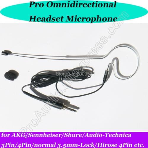 MICWL Black Head worn Headset Omnidirectional Microphone for Sennheiser AKG Shure Audio-Technica Wireless Mic Bodypack etc