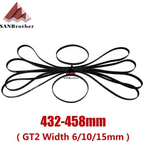 3D Printer Parts GT2 Closed Loop Timing Belt Rubber 2GT 6mm432 434 436 438 440 442 444 446 448 450 452 454 456 458mm Synchronous