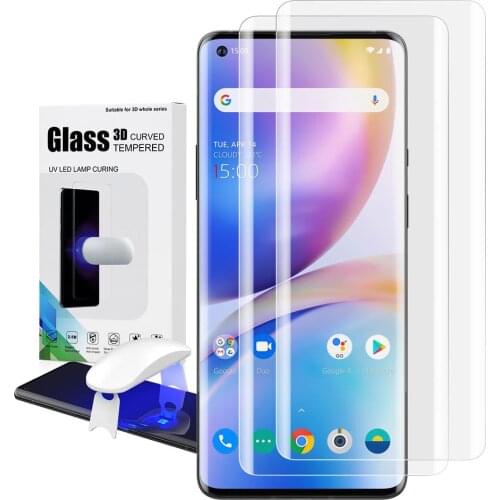 Screen Protector with fingerprint unlock for Oneplus 8 UV Glass film full cover for Oneplus 8 Pro tempered glass