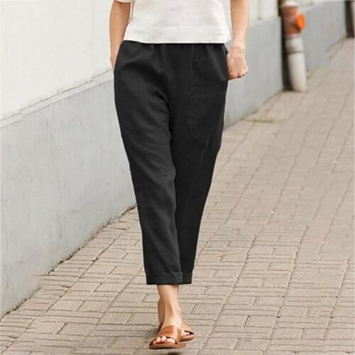 2021 Summer Women Fashion Female Trousers Solid Color All-match Exquisite Women Cropped Pants for Daily Wear Business Trousers